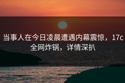 当事人在今日凌晨遭遇内幕震惊，17c全网炸锅，详情深扒