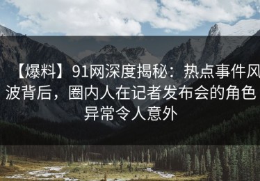 【爆料】91网深度揭秘：热点事件风波背后，圈内人在记者发布会的角色异常令人意外