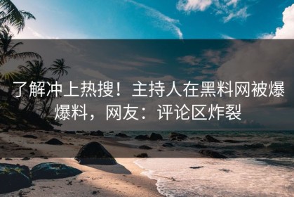 了解冲上热搜！主持人在黑料网被爆爆料，网友：评论区炸裂