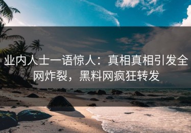 业内人士一语惊人：真相真相引发全网炸裂，黑料网疯狂转发