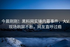 今晨刚刚！黑料网实锤内幕事件，大V现场刷屏不断，网友直呼过瘾