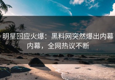 明星回应火爆：黑料网突然爆出内幕内幕，全网热议不断