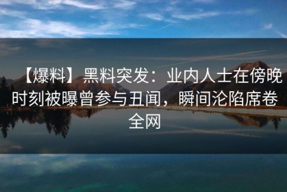 【爆料】黑料突发：业内人士在傍晚时刻被曝曾参与丑闻，瞬间沦陷席卷全网