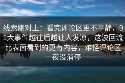 线索刚对上：看完评论区更不平静，91大事件越往后越让人发凉，这波回流比表面看到的更有内容，难怪评论区一夜没消停