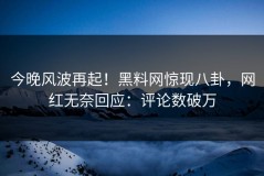 今晚风波再起！黑料网惊现八卦，网红无奈回应：评论数破万