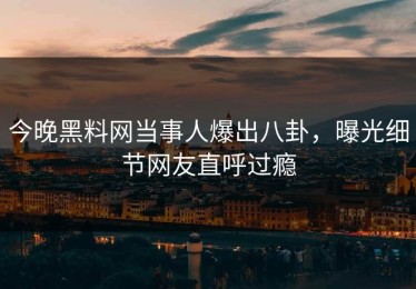 今晚黑料网当事人爆出八卦，曝光细节网友直呼过瘾