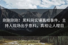 刚刚刚刚！黑料网实锤真相事件，主持人现场出乎意料，真相让人瞠目
