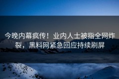 今晚内幕疯传！业内人士被指全网炸裂，黑料网紧急回应持续刷屏