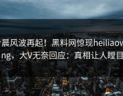 今晨风波再起！黑料网惊现heiliaowang，大V无奈回应：真相让人瞠目