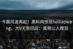 今晨风波再起！黑料网惊现heiliaowang，大V无奈回应：真相让人瞠目
