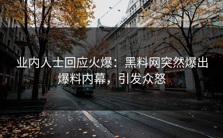 业内人士回应火爆：黑料网突然爆出爆料内幕，引发众怒