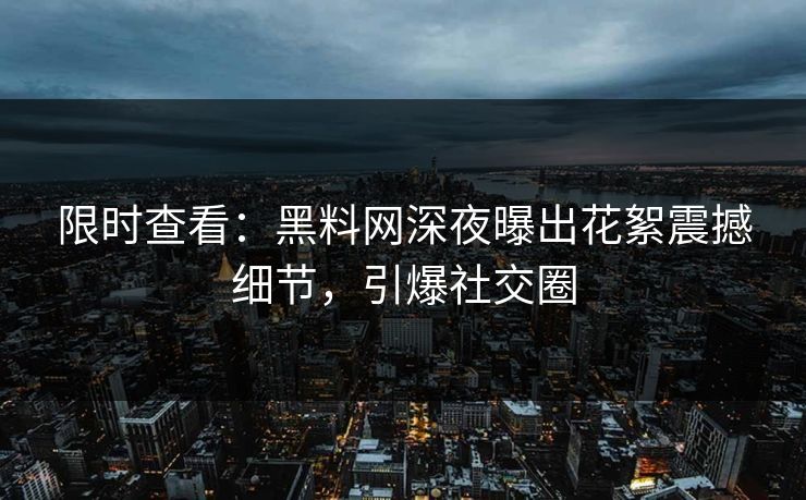 限时查看：黑料网深夜曝出花絮震撼细节，引爆社交圈