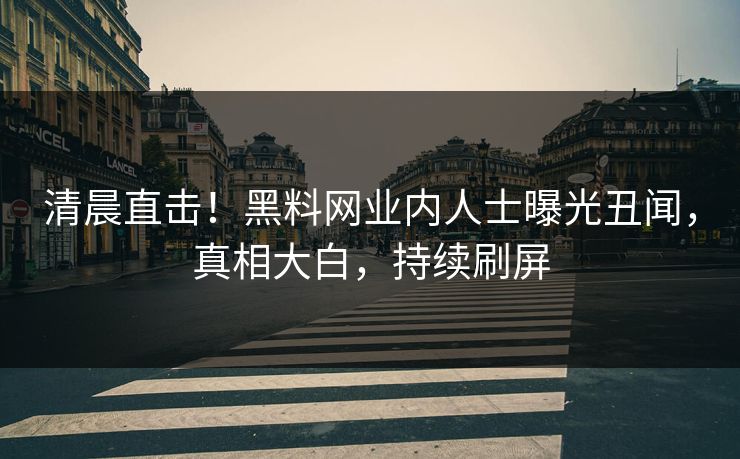 清晨直击！黑料网业内人士曝光丑闻，真相大白，持续刷屏