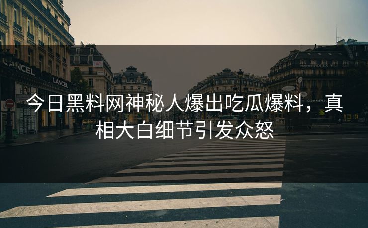 今日黑料网神秘人爆出吃瓜爆料，真相大白细节引发众怒