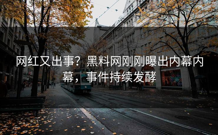 网红又出事？黑料网刚刚曝出内幕内幕，事件持续发酵