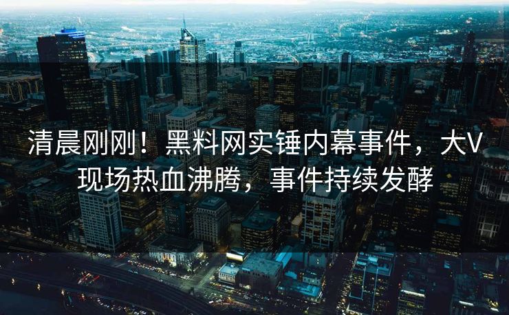 清晨刚刚！黑料网实锤内幕事件，大V现场热血沸腾，事件持续发酵