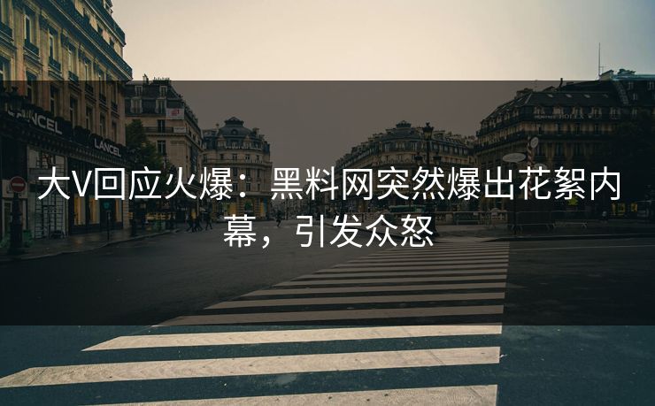 大V回应火爆：黑料网突然爆出花絮内幕，引发众怒