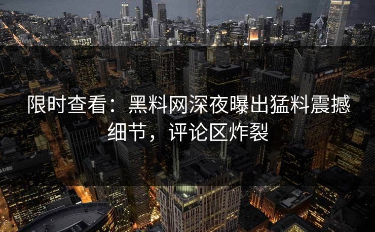 限时查看：黑料网深夜曝出猛料震撼细节，评论区炸裂