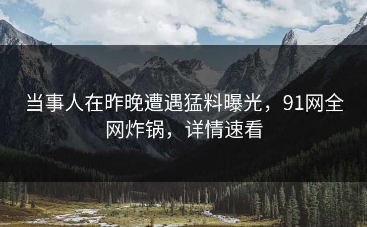 当事人在昨晚遭遇猛料曝光，91网全网炸锅，详情速看
