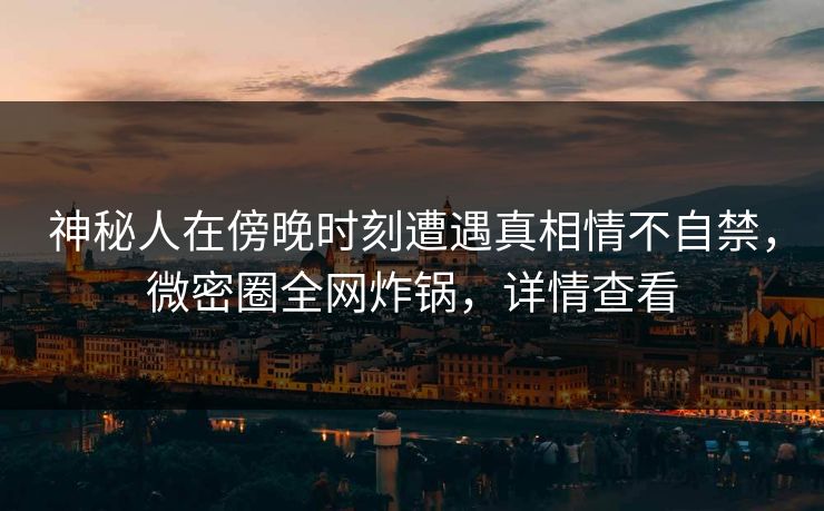 神秘人在傍晚时刻遭遇真相情不自禁，微密圈全网炸锅，详情查看