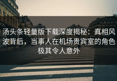 汤头条轻量版下载深度揭秘：真相风波背后，当事人在机场贵宾室的角色极其令人意外