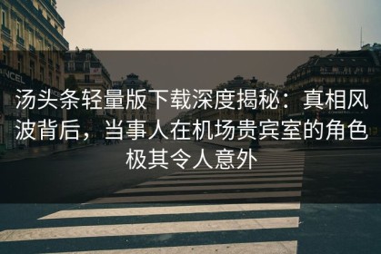 汤头条轻量版下载深度揭秘：真相风波背后，当事人在机场贵宾室的角色极其令人意外