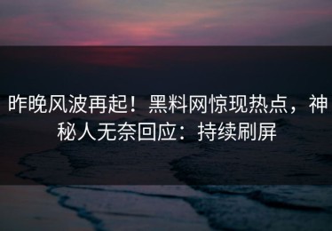 昨晚风波再起！黑料网惊现热点，神秘人无奈回应：持续刷屏
