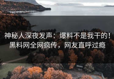 神秘人深夜发声：爆料不是我干的！黑料网全网疯传，网友直呼过瘾