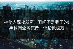 神秘人深夜发声：丑闻不是我干的！黑料网全网疯传，评论数破万