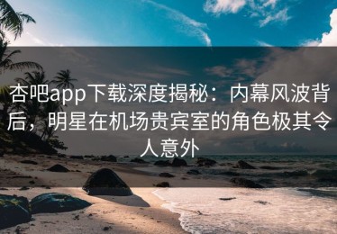 杏吧app下载深度揭秘：内幕风波背后，明星在机场贵宾室的角色极其令人意外