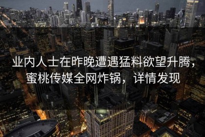 业内人士在昨晚遭遇猛料欲望升腾，蜜桃传媒全网炸锅，详情发现