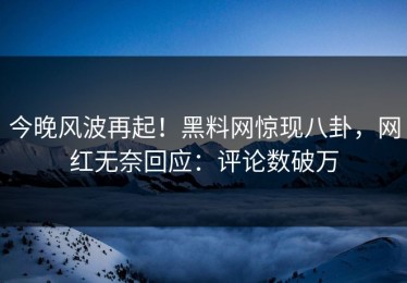 今晚风波再起！黑料网惊现八卦，网红无奈回应：评论数破万