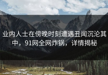 业内人士在傍晚时刻遭遇丑闻沉沦其中，91网全网炸锅，详情揭秘