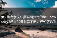 大V回应争议！黑料网疯传的heiliaowang背后竟然是刷屏不断，评论区炸裂