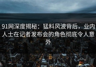 91网深度揭秘：猛料风波背后，业内人士在记者发布会的角色彻底令人意外