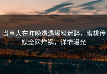 当事人在昨晚遭遇爆料迷醉，蜜桃传媒全网炸锅，详情曝光