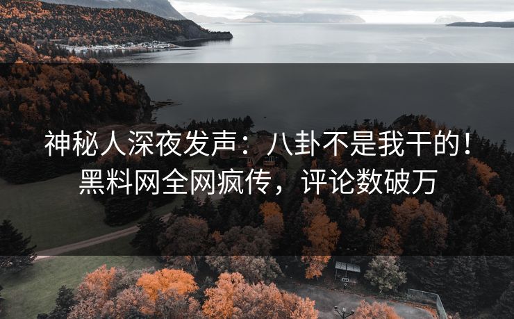 神秘人深夜发声：八卦不是我干的！黑料网全网疯传，评论数破万