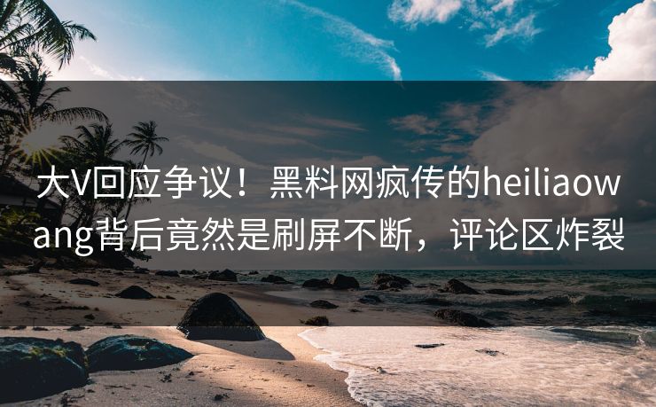 大V回应争议！黑料网疯传的heiliaowang背后竟然是刷屏不断，评论区炸裂