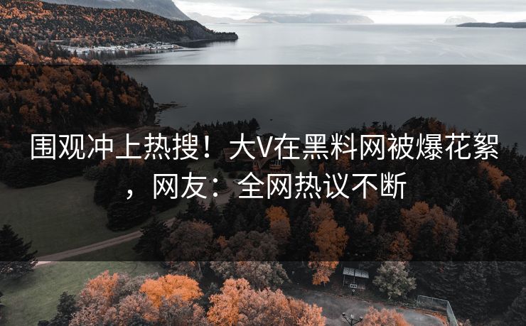 围观冲上热搜！大V在黑料网被爆花絮，网友：全网热议不断