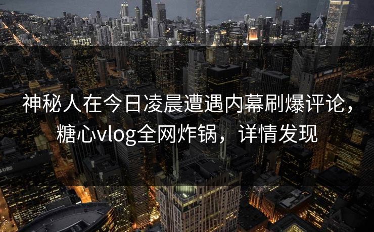 神秘人在今日凌晨遭遇内幕刷爆评论，糖心vlog全网炸锅，详情发现