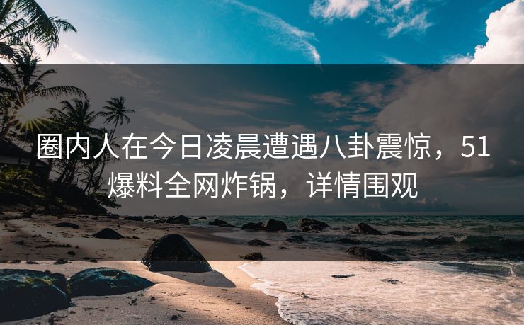 圈内人在今日凌晨遭遇八卦震惊，51爆料全网炸锅，详情围观