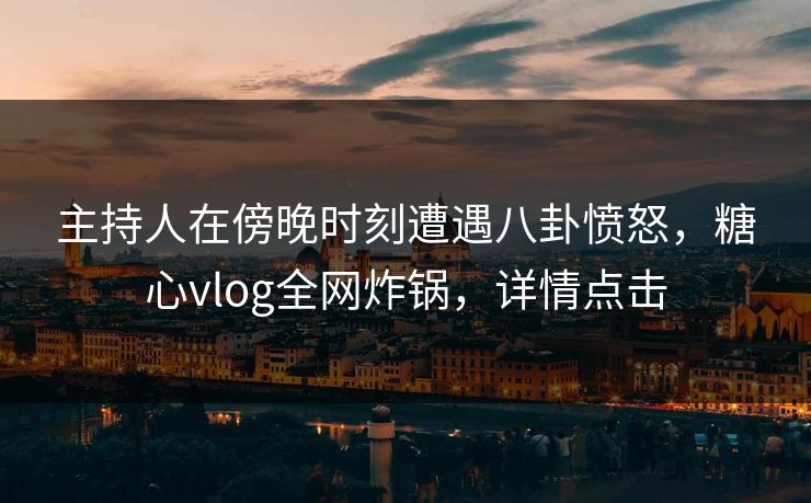 主持人在傍晚时刻遭遇八卦愤怒，糖心vlog全网炸锅，详情点击