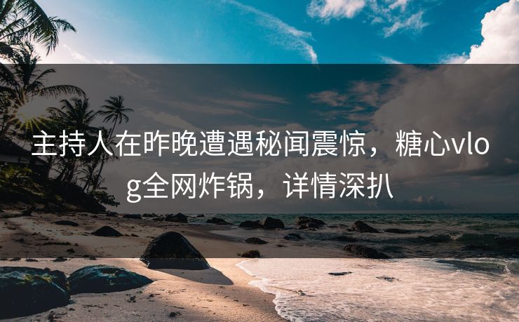 主持人在昨晚遭遇秘闻震惊，糖心vlog全网炸锅，详情深扒