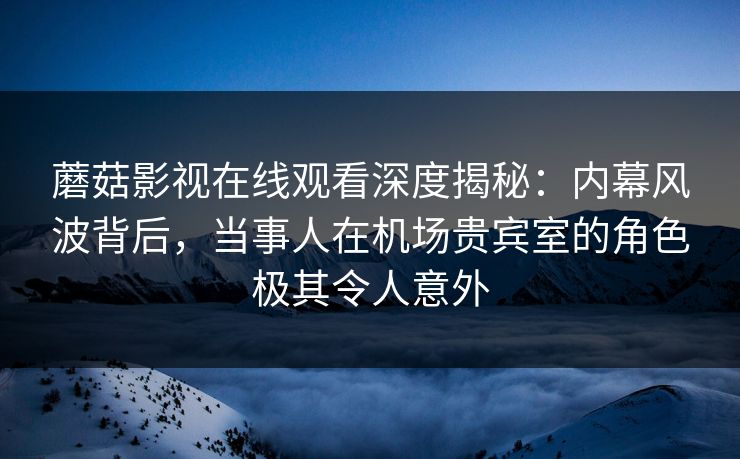 蘑菇影视在线观看深度揭秘：内幕风波背后，当事人在机场贵宾室的角色极其令人意外